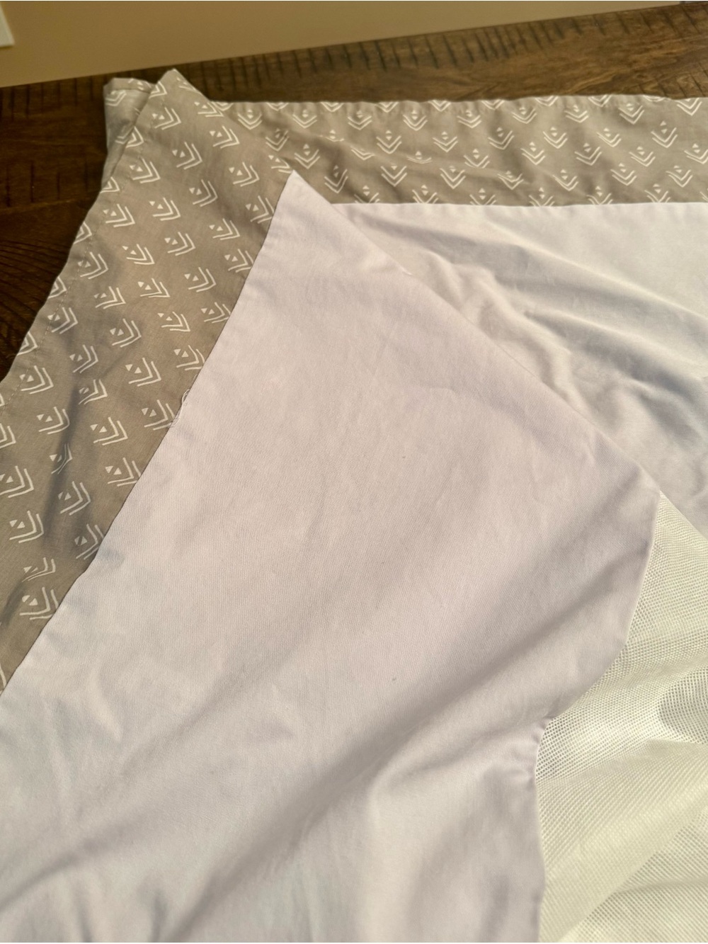 Neutral Beige and White Crib/toddler bed skirt